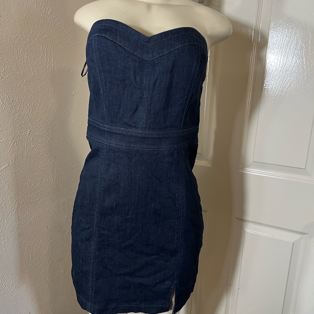 Express Strapless Dark Blue Dress
